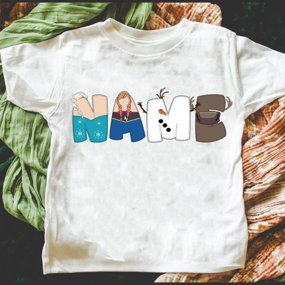 Custom Name Frozen Characters Matching Tshirt, Personalized Disney Elsa Anna Olaf Kristoff Sven Tee, Disneyland Family Holiday Trip Gift