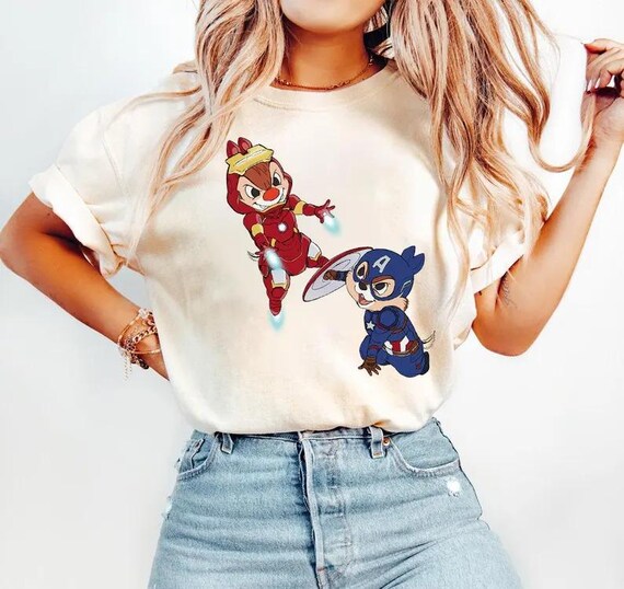 Disney Chip N Dale Costume Marvel Iron-Man Vs Captain America T-Shirt, Disneyland Family Matching Shirt, Double Trouble Chip N Dale T-Shirt
