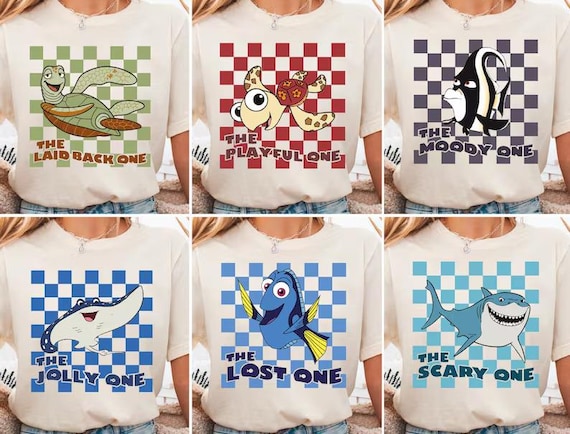 Finding Nemo Disney Shirts, Checkered Nemo Family Matching Tee, Disneyland Vacation Nemo and Friends Shirt, Finding Nemo Characters