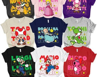 Super Mario Galaxy Character Shirt, Super Mario Family Shirt, Mario Party Shirt, Super Mario Birthday Party Shirt,Mario & Friend Party Shirt