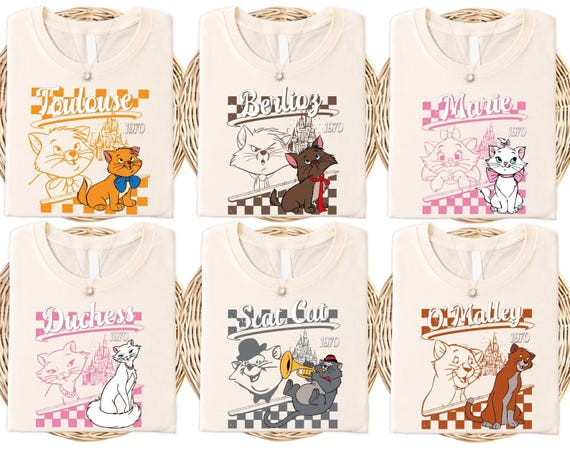 Retro Disney The Aristocats Est 1970 Marie Duchess Berlioz Toulouse Cat Shirt, Disneyland Trip Gift, Matching Family Shirts, Magic Kingdom