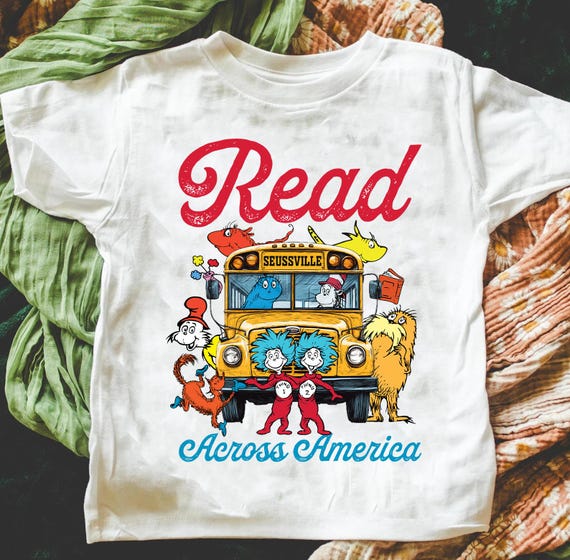 Read Across America T-shirt,Reading Day Shirt,Reading Friends Tee,,Cat In The Hat,Cute Animal Book Characters Shirt For