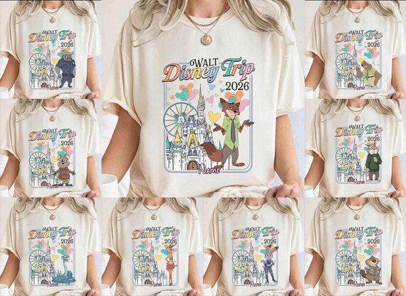 Disney Trip 2026 Zootopia Family Shirt, Family Vacation 2026 Shirt, Disney Castle Trip 2026 Shirt, Disney Trip 2026 Shirt, Custom Name Shirt
