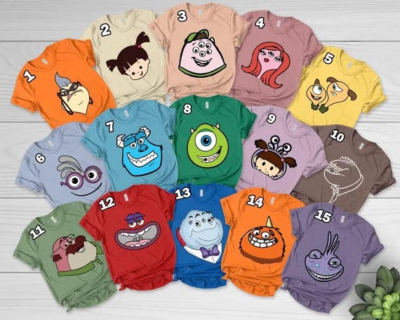 Disney Monsters Inc Characters Face Shirt,Halloween Party Costume Shirt, Halloween Monster Shirt, Mike Wazowski Sully Boo Monsters Group Tee