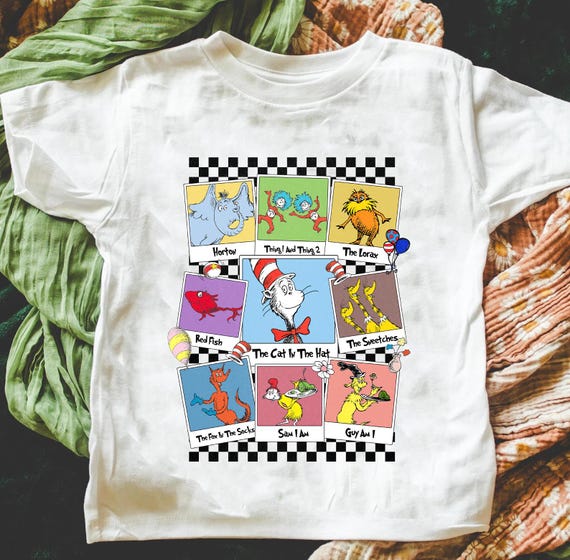Dr.Seuss Character Photo Shirt, Reading Day T-shirt, Read Across Shirt, Cat In The Hat Kids Toddler Adult Shirt,Reading Week Matching Shirt
