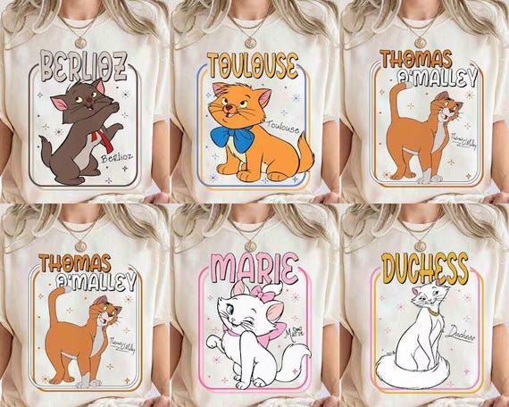 Retro Disney The Aristocats Est 1970 Marie Duchess Berlioz Toulouse Cat Shirt, Disneyland Trip Gift, Matching Family Shirts, Magic Kingdom