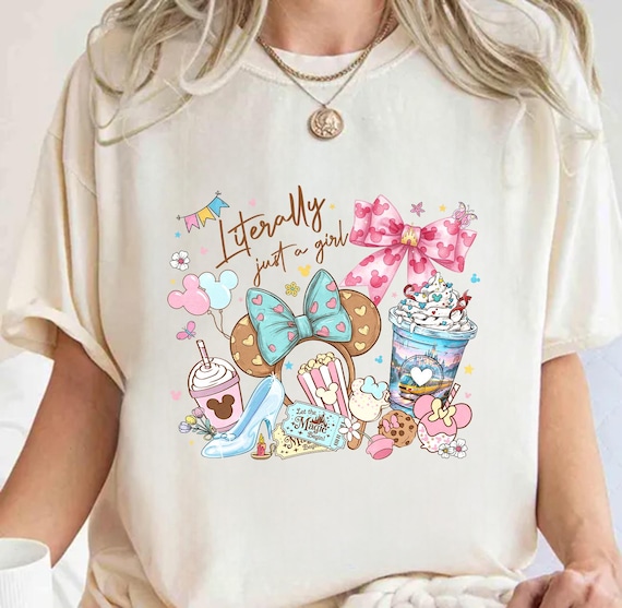 Disney Coquette Bow Literally Just A Girl Shirt, Disneyland Girl's Trip Shirt, Disneyland Mickey Minnie Ears Park Trip Shirt, Magic Kingdom