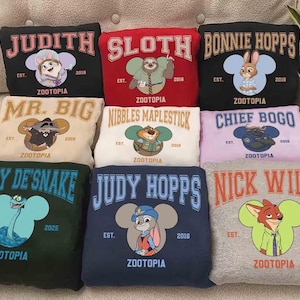 Disney Zootopia 2 Est Film Polisavdelning T-shirt, Judy Hopps Nick Wilde Gary De'Snake T-shirt, Zootropolis, Disneyland Familjeresa 2025 T-shirt bild 1
