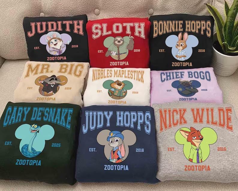 Disney Zootopia 2 Est Film Polisavdelning T-shirt, Judy Hopps Nick Wilde Gary De'Snake T-shirt, Zootropolis, Disneyland Familjeresa 2025 T-shirt bild 1