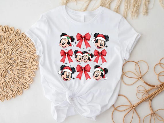 Disney Christmas Coquette Bow Shirt, Mickey & Friends Holiday Tee, Disney Family Xmas Trip, WDW Christmas Group Holiday Gifts