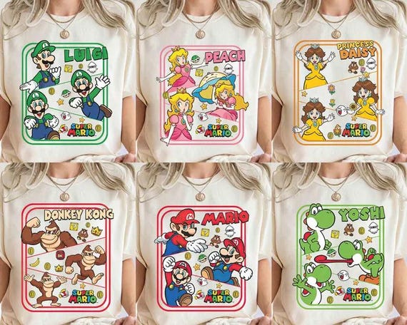 Super Mario Family Shirt,Christmas Party Mario Shirt,Super Mario Character Shirt,Super Mario Birthday Party Shirt,Mario & Friend Party Shirt