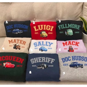 Lightning McQueen & Tow Mater Sweatshirt, Disney Pixar Cars Sweater, Matching Family Hoodie, Disneyland Vacation Sweatshirt image 1