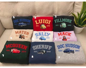 Sweatshirt Lightning McQueen & Tow Mater, Disney Pixar Cars-trui, bijpassende familiehoodie, Disneyland vakantiesweater
