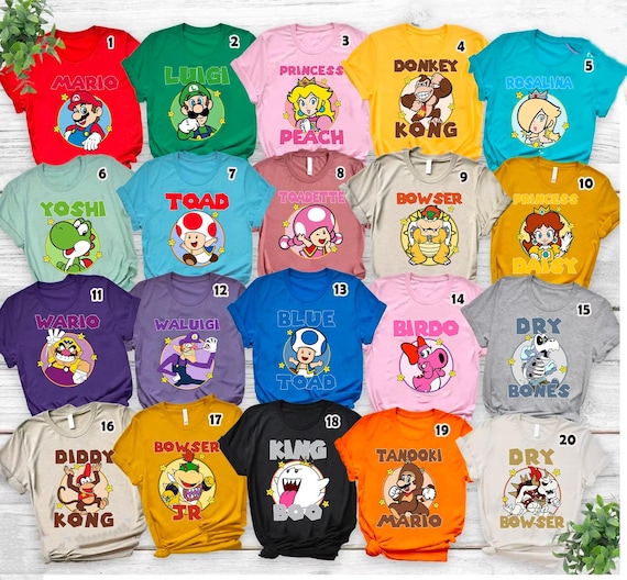 Super Mario Character Shirt, Super Mario Family Shirt, Mario Party Shirt, Super Mario Birthday Party Shirt,Mario & Friend Party Shirt