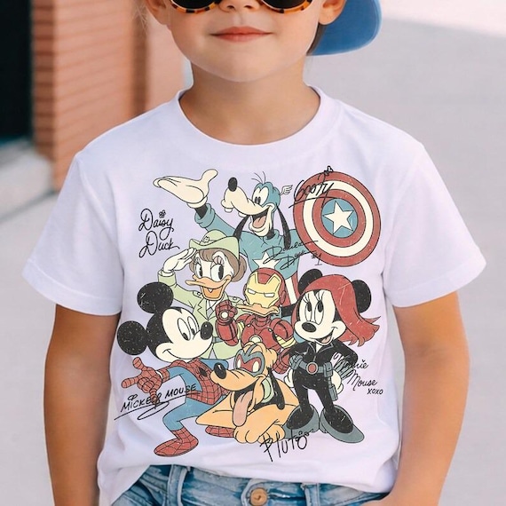 Mickey & Friends Avengers Shirt, Comic Book Superhero Shirt, Disney Signatures Artwork Shirt, Family Vacation Shirt, Kids Adults Shirt