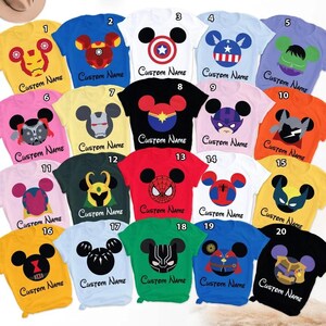 Disney Superhero Squad Symbol Group Matching Shirt, Avenger Family Mickey Ear Matching Shirt, Personalized All Superhero Team Party Theme