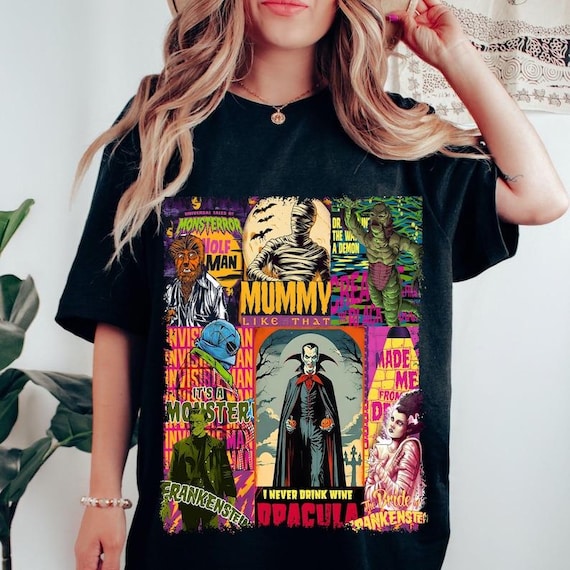 Retro Horror Characters Halloween Shirt, Horror Movie, Halloween Horror Nights 2025, Halloween Friends Group Matching, Trick or Treat Shirt