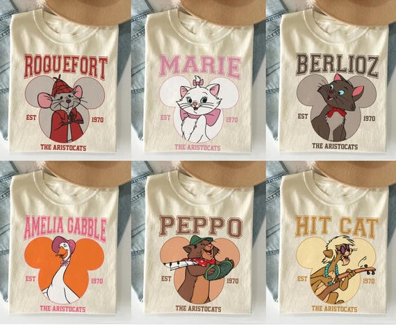 Retro Disney The Aristocats Est 1970 Marie Duchess Berlioz Toulouse Cat Shirt, Disneyland Trip Gift, Matching Family Shirts, Magic Kingdom