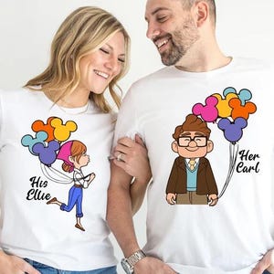 Disney Up zijn Carl Her Ellie shirts, Carl en Ellie shirts, up paar tshirt, Disney paar cadeau shirt, Disney huwelijksreis-T-shirt, hem en haar