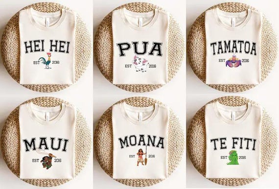 Disney Princess Moana Characters Shirt, Disney Shirt, Moana Hei Hei Pua Maui Family Shirt, Disney Trip Matching T-shirt