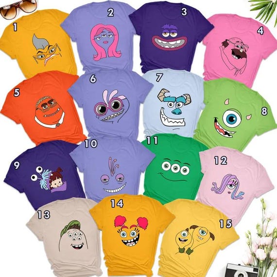 Disney Monsters Inc Characters Face Shirt,Halloween Party Costume Shirt, Halloween Monster Shirt, Mike Wazowski Sully Boo Monsters Group Tee