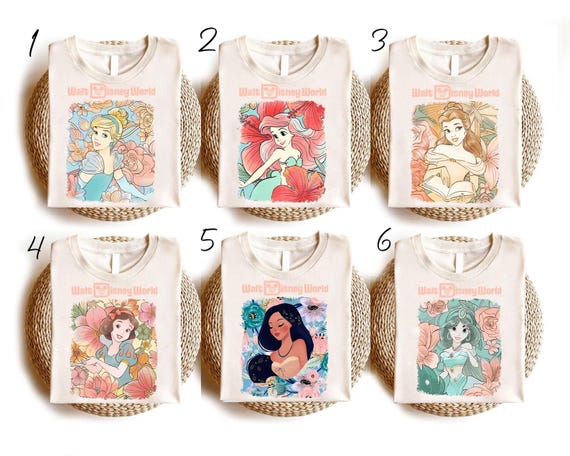 Disney Princess Shirt, Watercolor Princess Shirt, Disney Trip T-Shirt, Cute Disney Princess T-shirt, Disneyworld Princess Girls Trip Shirt