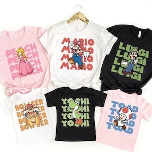 Super Mario Family Shirt,Super Mario Character Shirt,Super Mario Birthday Party Shirt,Mario & Friends Party Shirt,Personalized Mario Shirt
