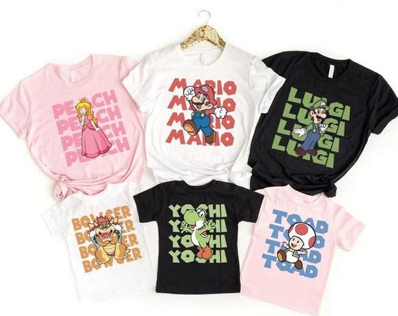 Super Mario Family Shirt,Super Mario Character Shirt,Super Mario Birthday Party Shirt,Mario & Friends Party Shirt,Personalized Mario Shirt