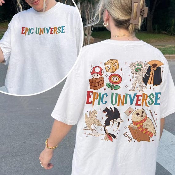 Epic Universe 2 Side Shirt,Super Mario Shirt, Family Universe Park Trip Shirt,Disney Shirt, Epic Universe Shirt,How To Train Your Dradon Tee