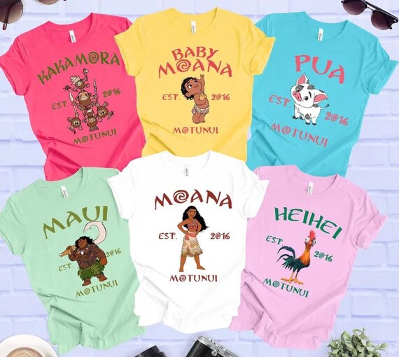 Disney Princess Moana Characters Shirt, Disney Shirt, Moana Hei Hei Pua Maui Family Shirt, Disney Trip Matching T-shirt