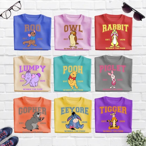 Winnie the Pooh Varsity Shirt, Tigger, Piglet, Eeeyore, Roo, Lumpy, Rabbit, Disneyland Trip Shirt, Disney Family Trip Shirts, Pooh Fan Gift