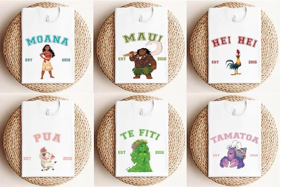 Disney Princess Moana Characters Shirt, Disney Shirt, Moana Hei Hei Pua Maui Family Shirt, Disney Trip Matching T-shirt