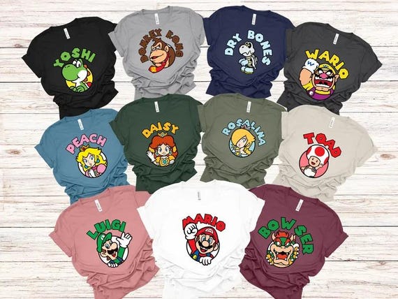 Super Mario Character Shirt, Super Mario Family Shirt, Mario Party Shirt, Super Mario Birthday Party Shirt,Mario & Friend Party Shirt