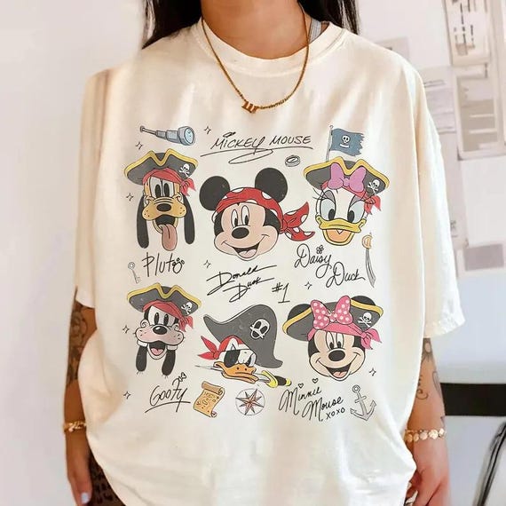 Mickey and Friends Pirate Crew Signatures Shirt, Mickey & Co Baby Tee Shirt, Mickey Shirt, Disney Family Pirate Tee, Disney Family Shirts