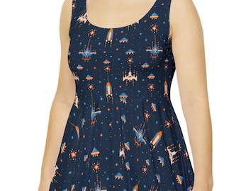 Women's 80s Space Galaxy Video Game Skater Dress Galaga Galaxy Galaxiga  Gamer Ladies Gift Retro 8 Bit - Etsy