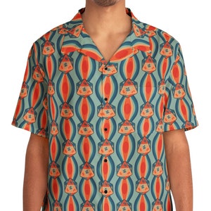 Men&#39;s Retro Dungeon Master Hawaiian Shirt D20 Dice 50s Vintage Dungeons Dragons Gaming Roleplaying Geek Gift Casual Summer Button Up