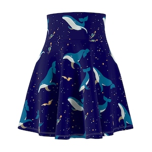 Women's Secret to Life the Universe and Everything Whale Skater Skirt 42 Hitchhikers Guide Galaxy Sci Fi Retro Vintage 70s 80s Ladies Gift