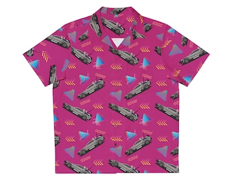 Men&#39;s Delorean Future Hawaiian Shirt Button Retro Vintage 1980s 80s Casual Back to the Future Movies McFly Gift Button Up