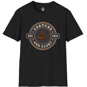 Indiana Fortune and Glory Softstyle T-Shirt Unisex Mens Womens Ladies Tee Shirt Indiana Jones Harrison Ford Indy 80s Vintage Retro Movies