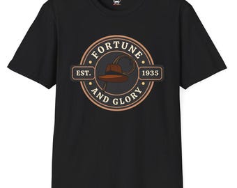 Indiana Fortune and Glory Softstyle T-Shirt Unisex Mens Womens Ladies Tee Shirt Indiana Jones Harrison Ford Indy 80s Vintage Retro Movies