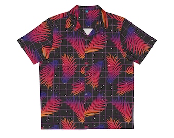 Men's P.I. Magnum Hawaiian Shirt Button Up Retro Vintage 1980s 80s Casual Gift Holiday Tom Selleck Space Palm