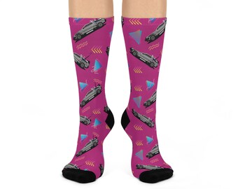 Delorean Future One-size Fits Most Crew Socks 80s 1980s Movies Retro Vintage Mens Ladies Womens Gift Back to the Future McFly
