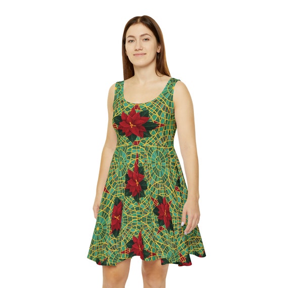 Women's Merry Christmas Carpet Skater Dress Marriott Dragon Con Holiday Gift Ladies Pointsettia Convention Atlanta