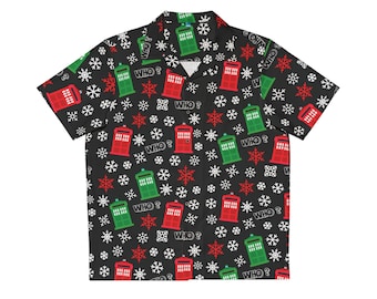 Who Who Who Holiday Hawaiian Shirt Men's Sci Fi Who Tardis Gift Tennant Smith Capaldi Tenth Eleventh Twelfth Button Up