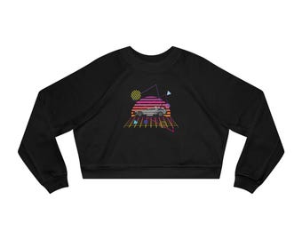 Womens Delorean Future Cropped Fleece Pullover Sweatshirt 1980s Vibe Movies Gift Present Ladies Retro Vintage Back to the Future McFly