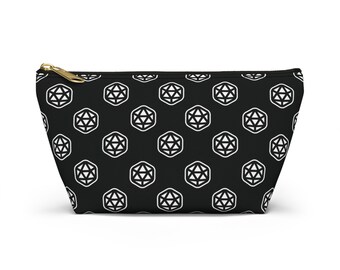 D20 Mod Zippered Dice Accessory Pouch T-bottom Dice Bag Holder DnD D20 Gifts Gaming Makeup Cosmetic Travel Bag