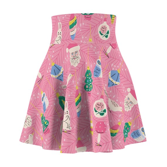 Women's Vintage 50s Christmas Ornaments Skater Skirt Retro Holiday