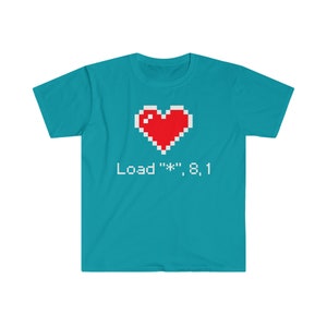 Unisex Commodore 64 Love Softstyle T-Shirt C64 Retro Vintage Video Game Gamer 8 Bit Love Valentines Gift Mens Tee Shirt