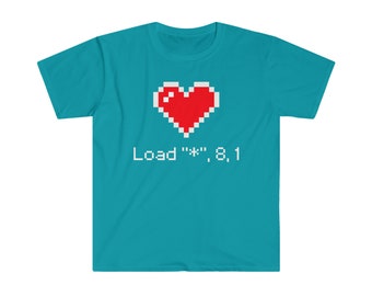 Unisex Commodore 64 Love Softstyle T-Shirt C64 Retro Vintage Video Game Gamer 8 Bit Love Valentines Gift Mens Tee Shirt
