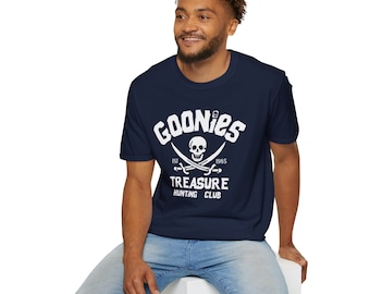 Unisex Goonies Treasure Hunting Club Softstyle T-Shirt Tee 1980s Movies Gift Present Mens Retro Pirates Corey Feldman Haim